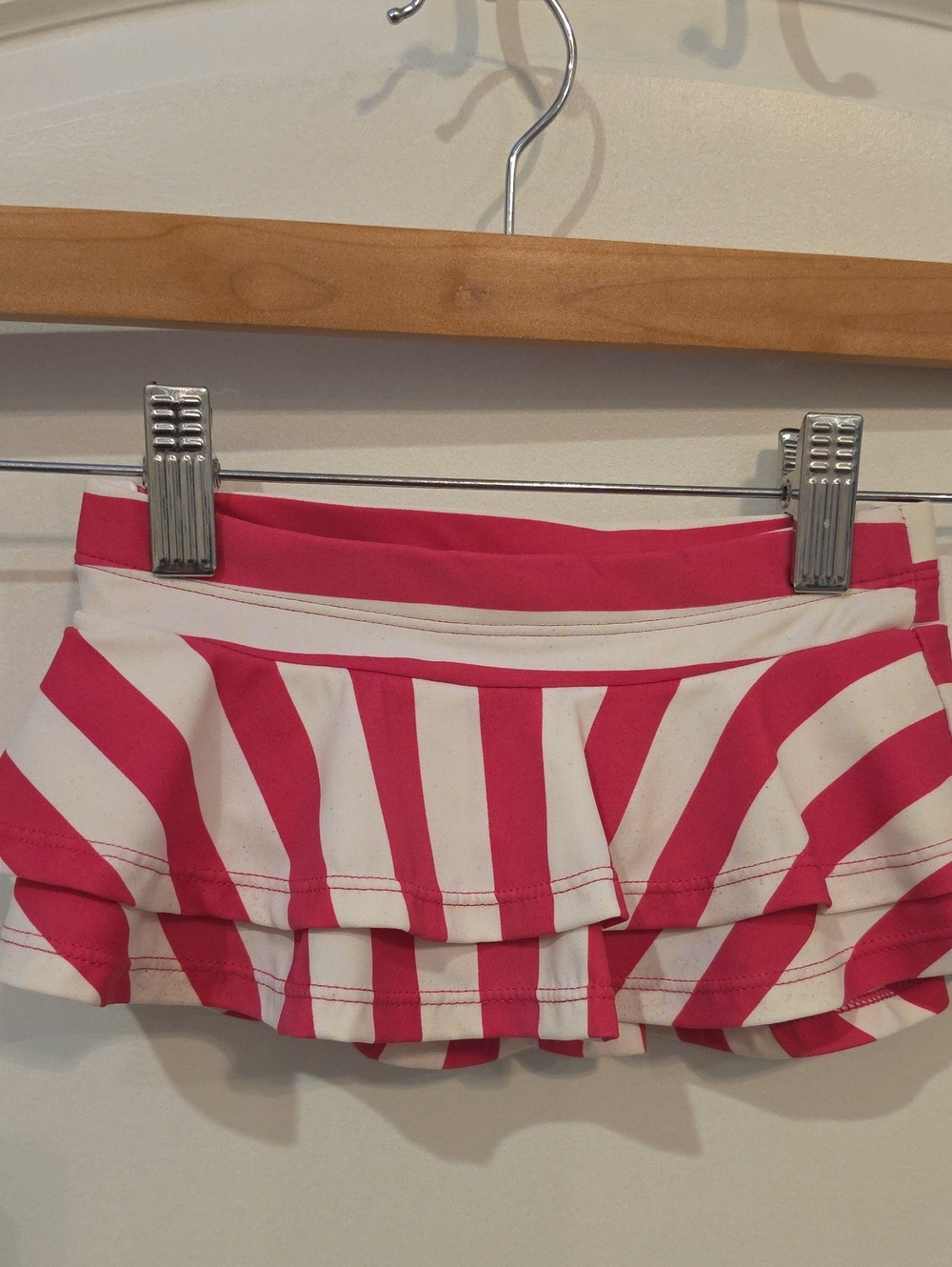 Hanna Andersson Hot Pink and White Striped Ruffle Swim Skirt Bottom